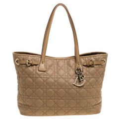 Dior Beige Cannage Coated Canvas and Leather Small Panarea Tote