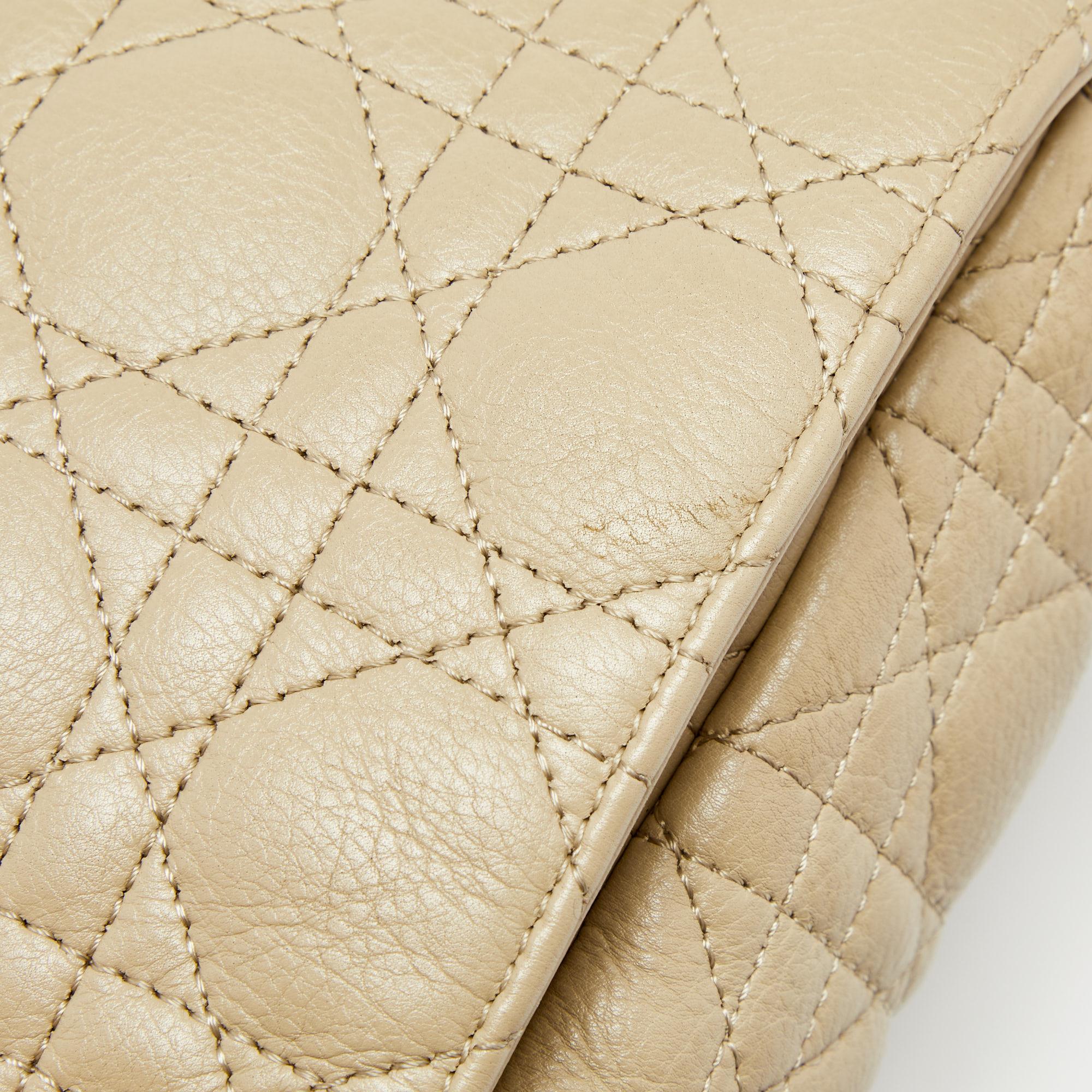 Dior Beige Cannage Leather Caro Flap Shoulder Bag 6