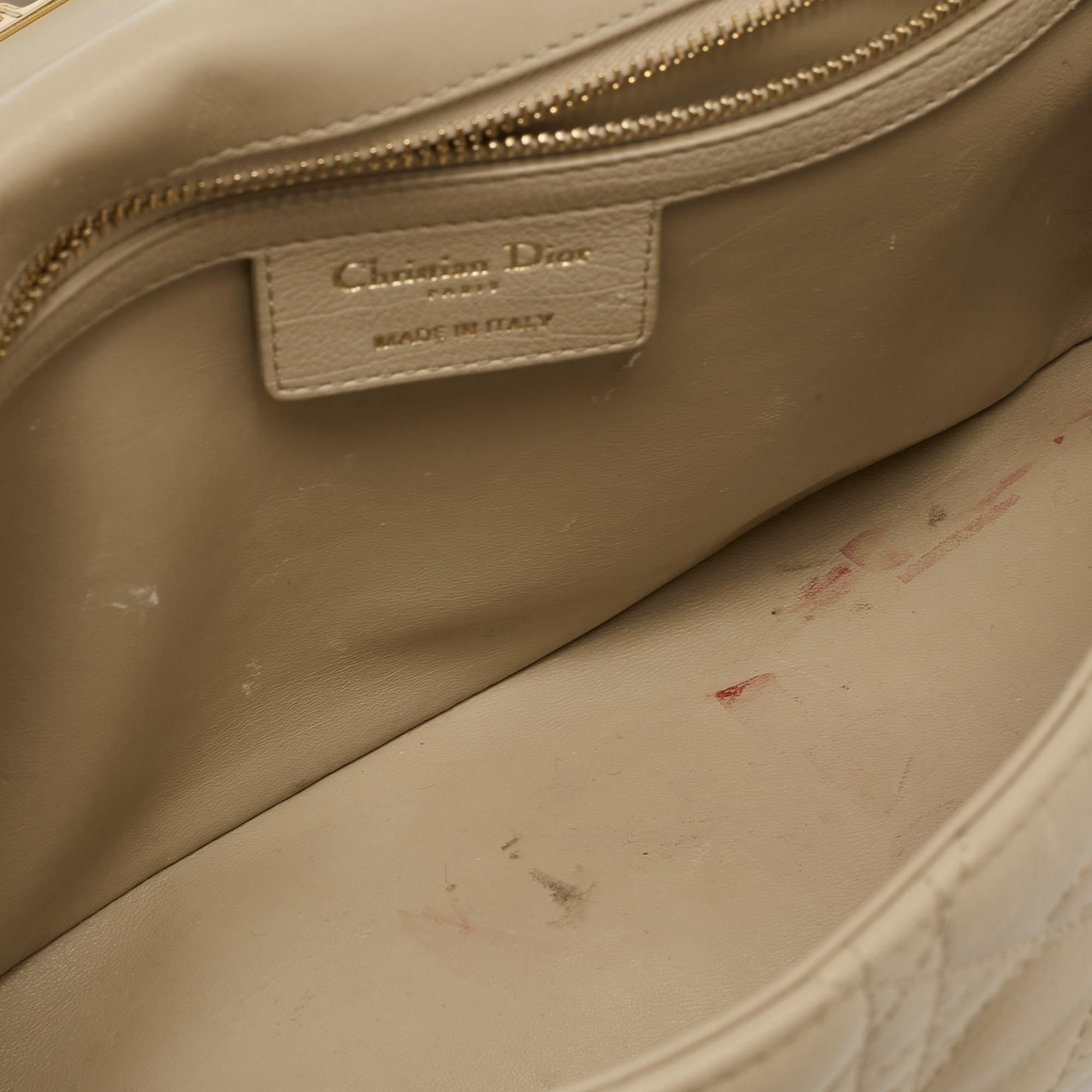 Dior Beige Cannage Leather Caro Flap Shoulder Bag 7