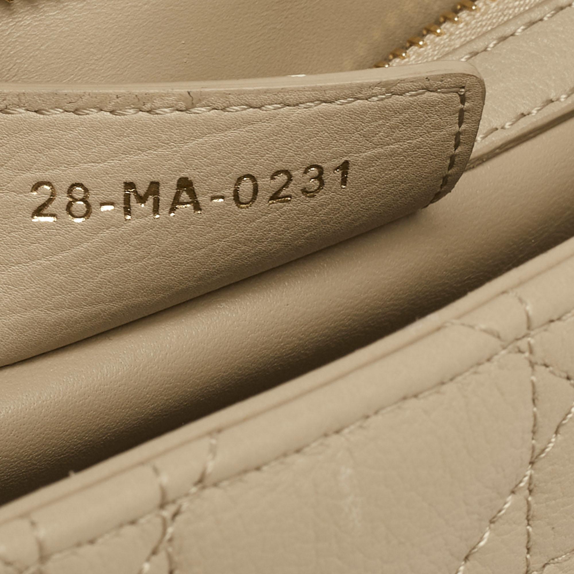 Dior Beige Cannage Leather Caro Flap Shoulder Bag 8