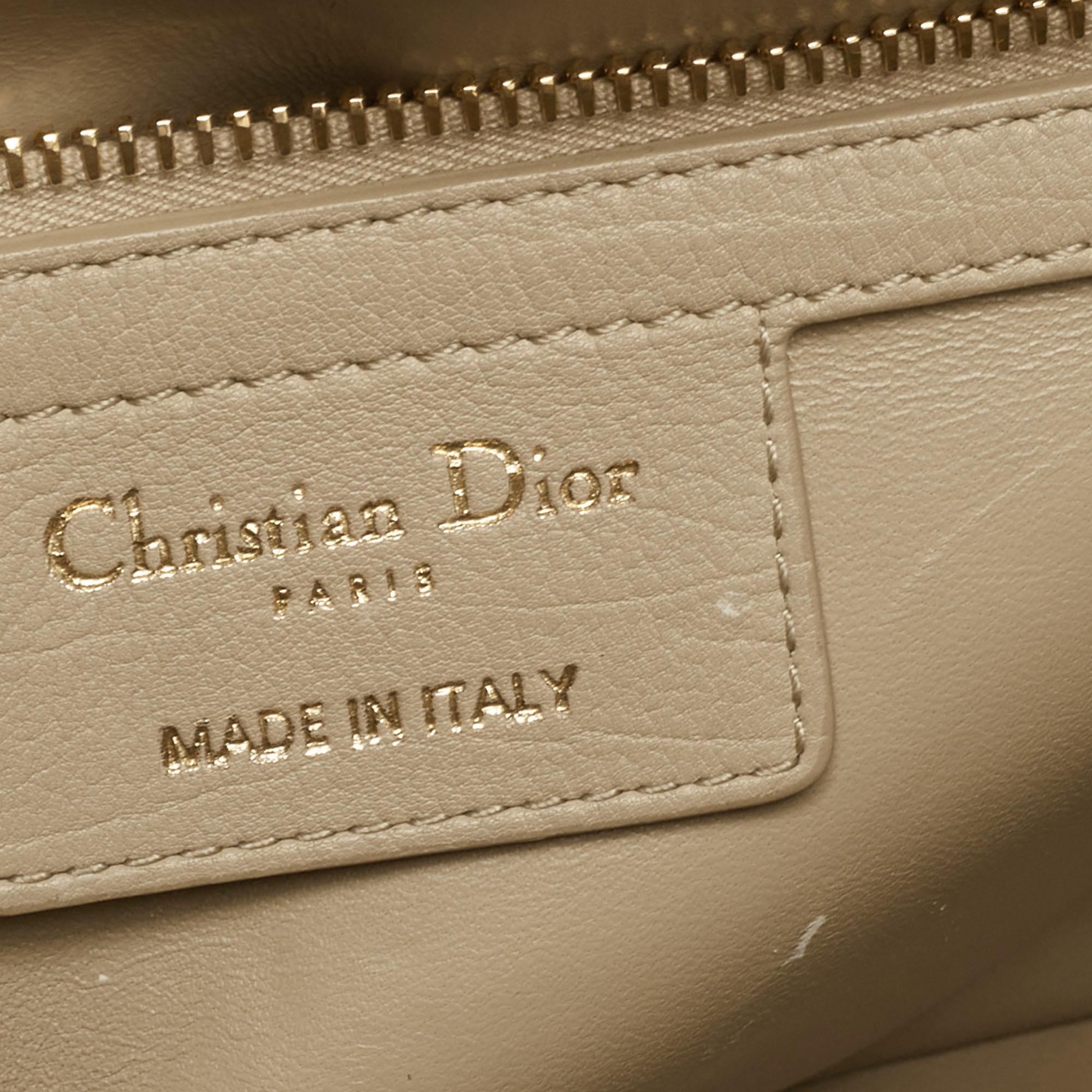 Dior Beige Cannage Leather Caro Flap Shoulder Bag 9