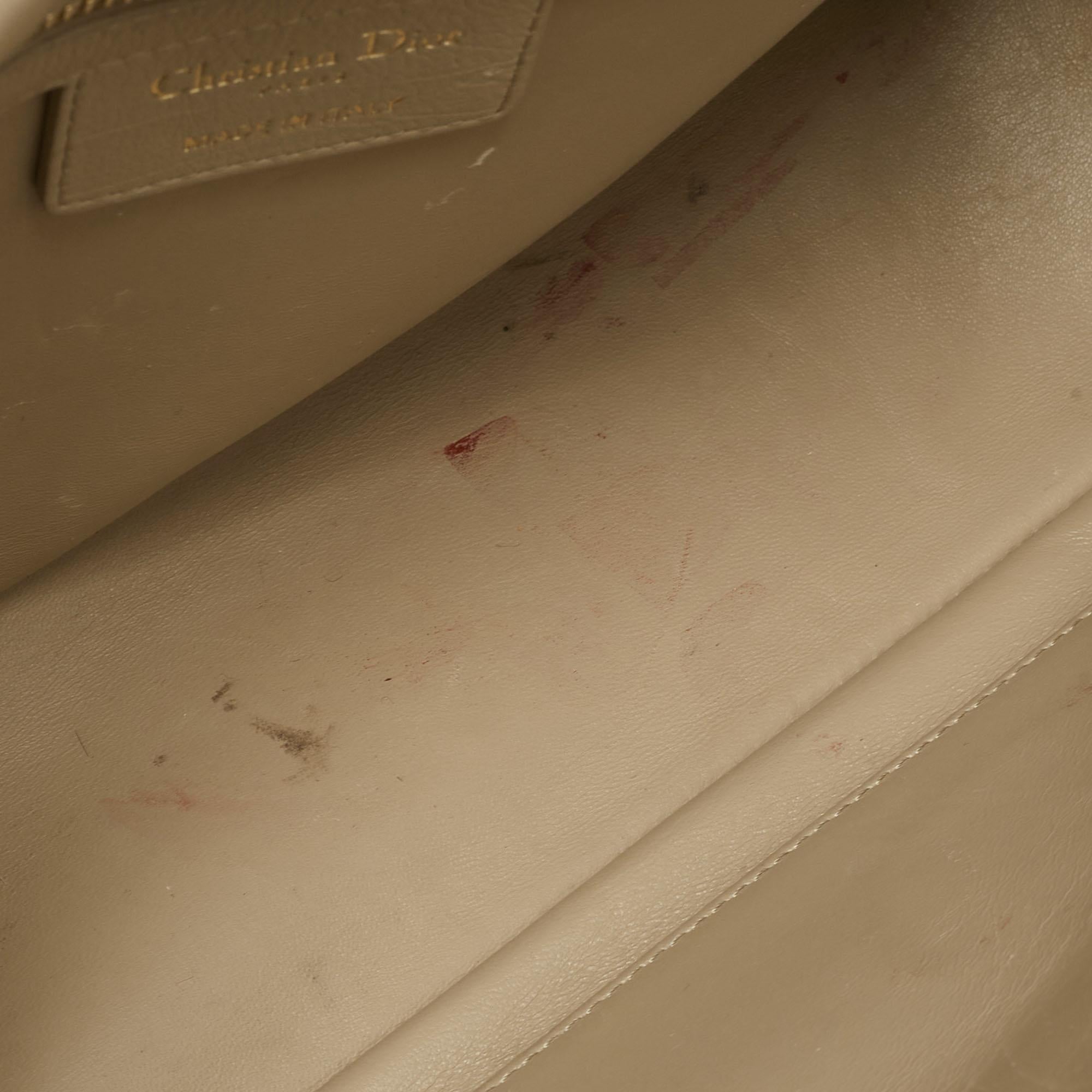 Dior Beige Cannage Leather Caro Flap Shoulder Bag 10