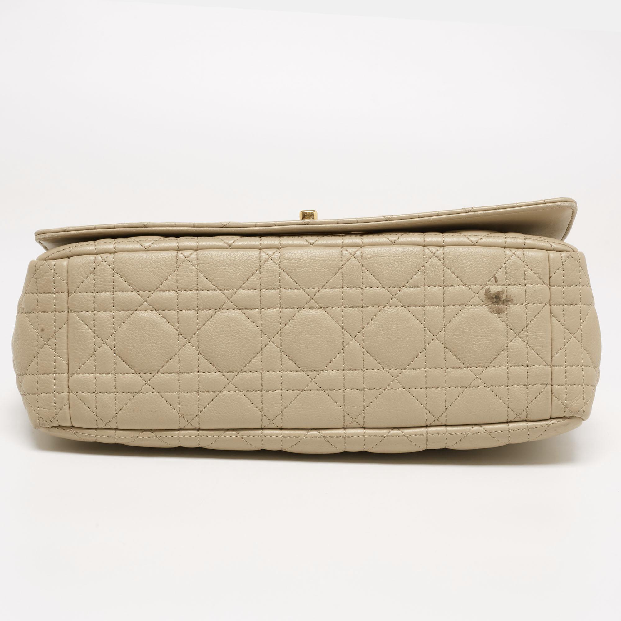 Dior Beige Cannage Leather Caro Flap Shoulder Bag 1
