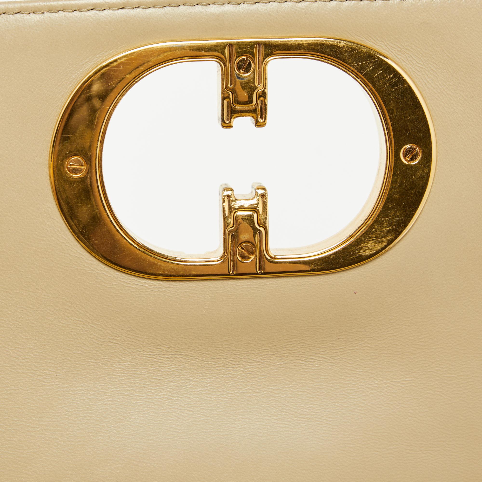 Dior Beige Cannage Leather Caro Flap Shoulder Bag 3