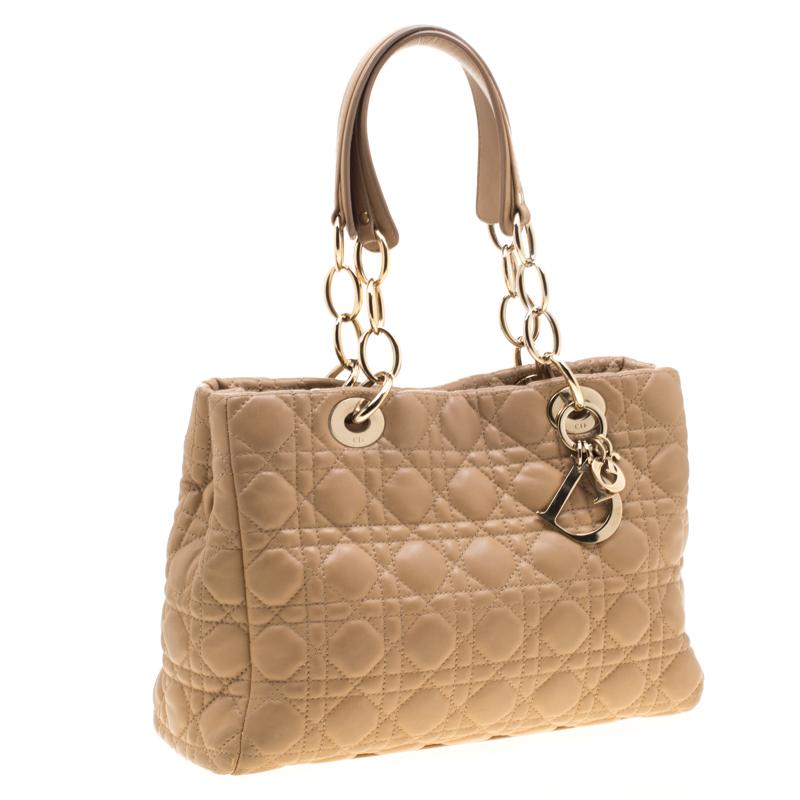 Women's Dior Beige Cannage Leather Dior Soft Shopping Tote