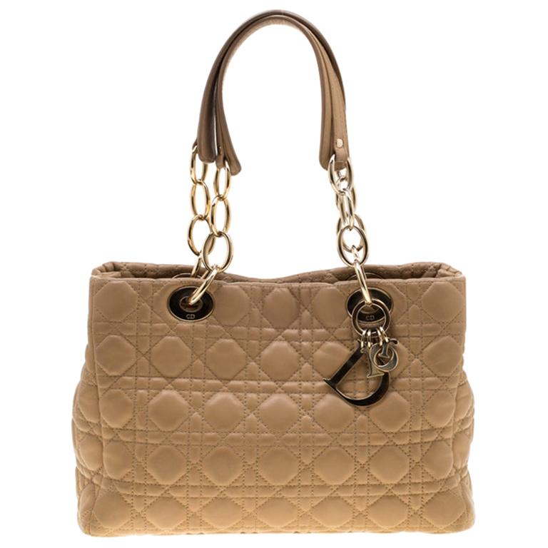 Dior Beige Cannage Leather Dior Soft Shopping Tote at 1stDibs