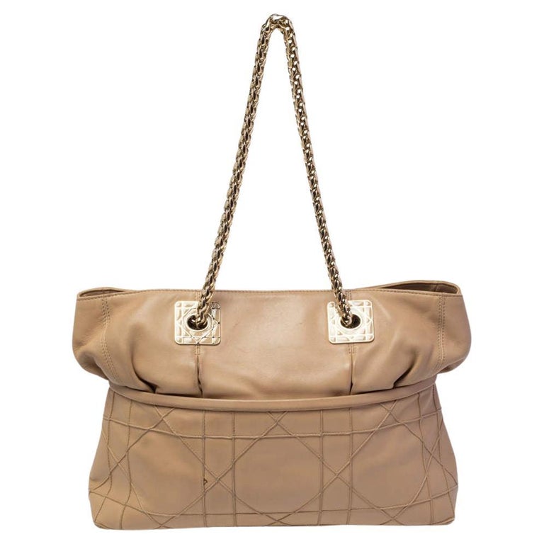 Vintage CHRISTIAN DIOR Beige Leather Chain Bag Small at 1stDibs