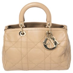 Dior Beige Cannage Leather Granville Polochon Satchel
