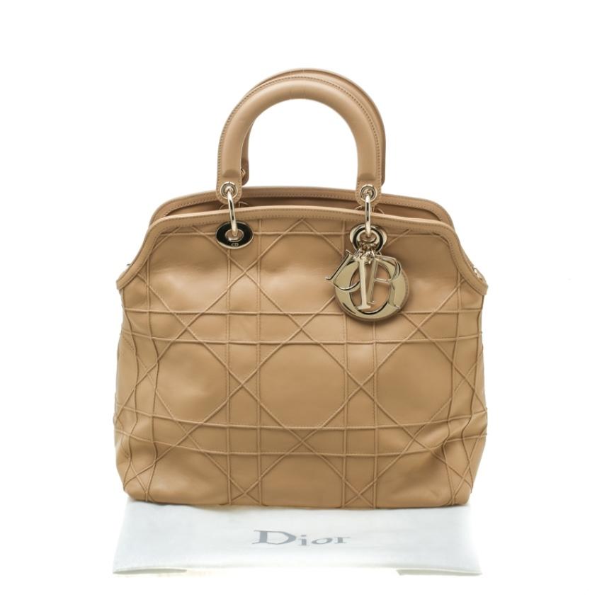 Dior Beige Cannage Leather Granville Tote 8