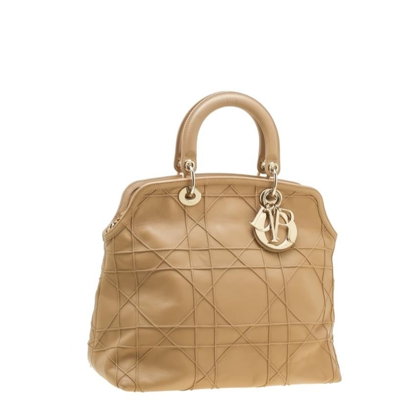 Women's Dior Beige Cannage Leather Granville Tote