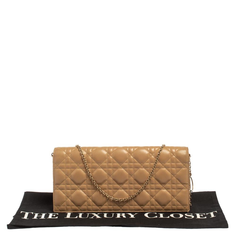 Dior Beige Cannage Leather Lady Dior Chain Clutch 7