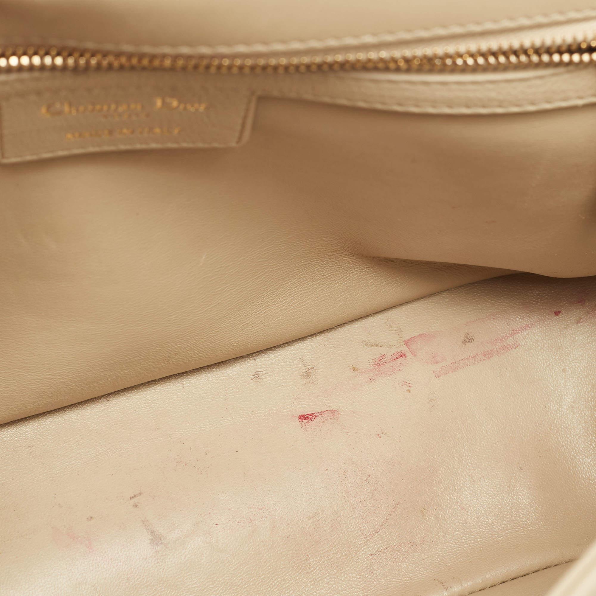 Dior Beige Cannage Leather Large Caro Shoulder Bag 7