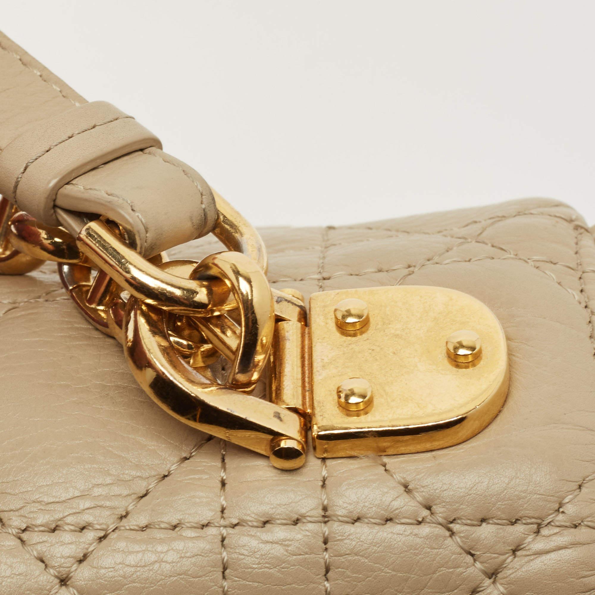 Dior Beige Cannage Leather Large Caro Shoulder Bag 15