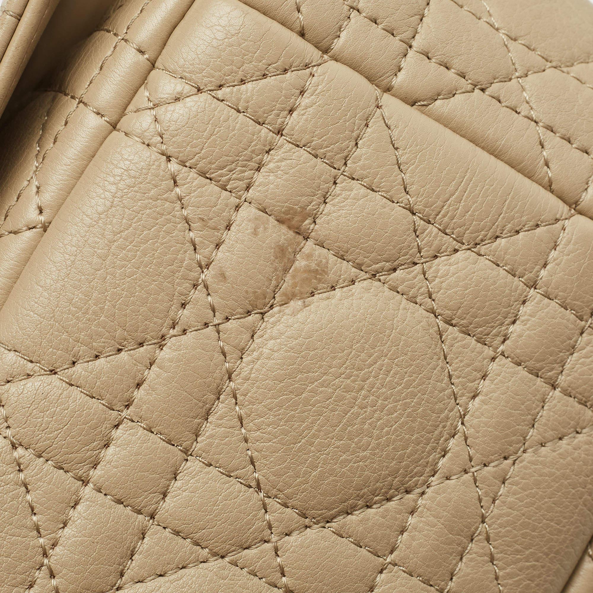 Dior Beige Cannage Leather Large Caro Shoulder Bag 3