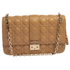 Dior Beige Cannage Leather Large Miss Dior Flap Bag
