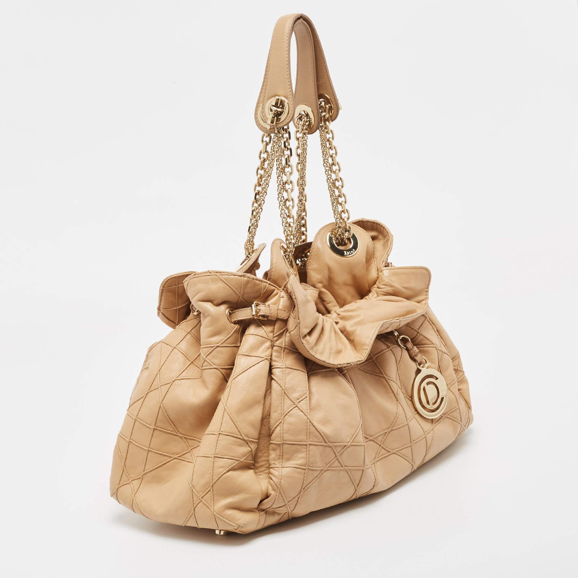 Women's Dior Beige Cannage Leather Le Trente Shoulder Bag For Sale