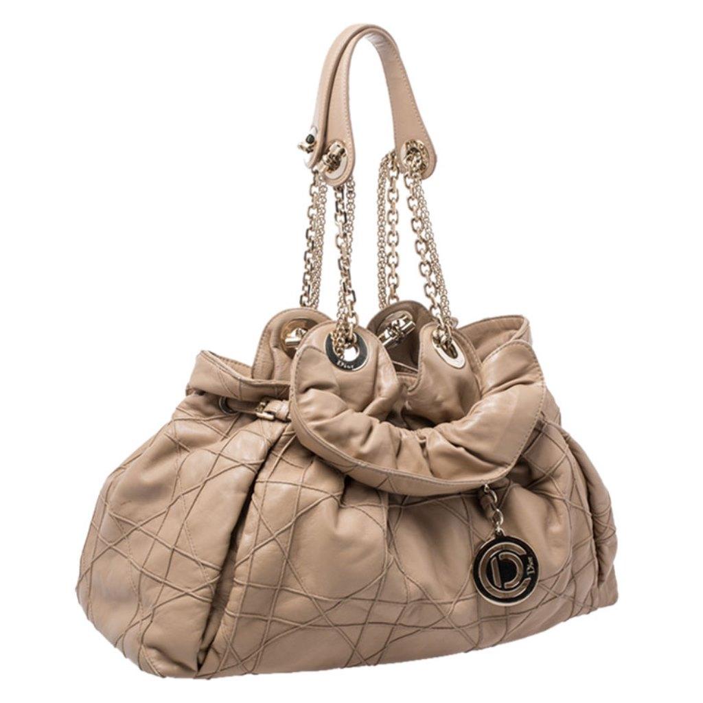 Women's Dior Beige Cannage Leather Le Trente Tote