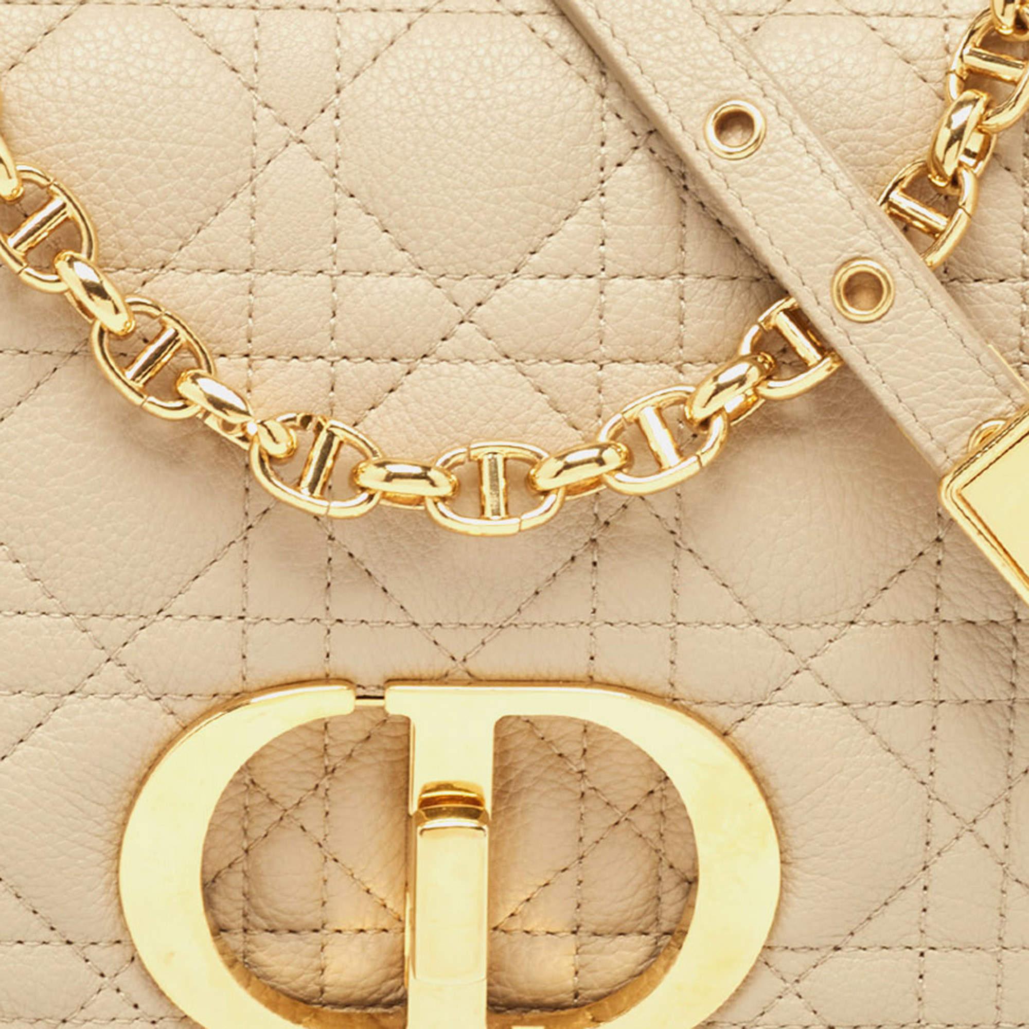 Dior Beige Cannage Medium Caro Umhängetasche aus Leder Medium 1