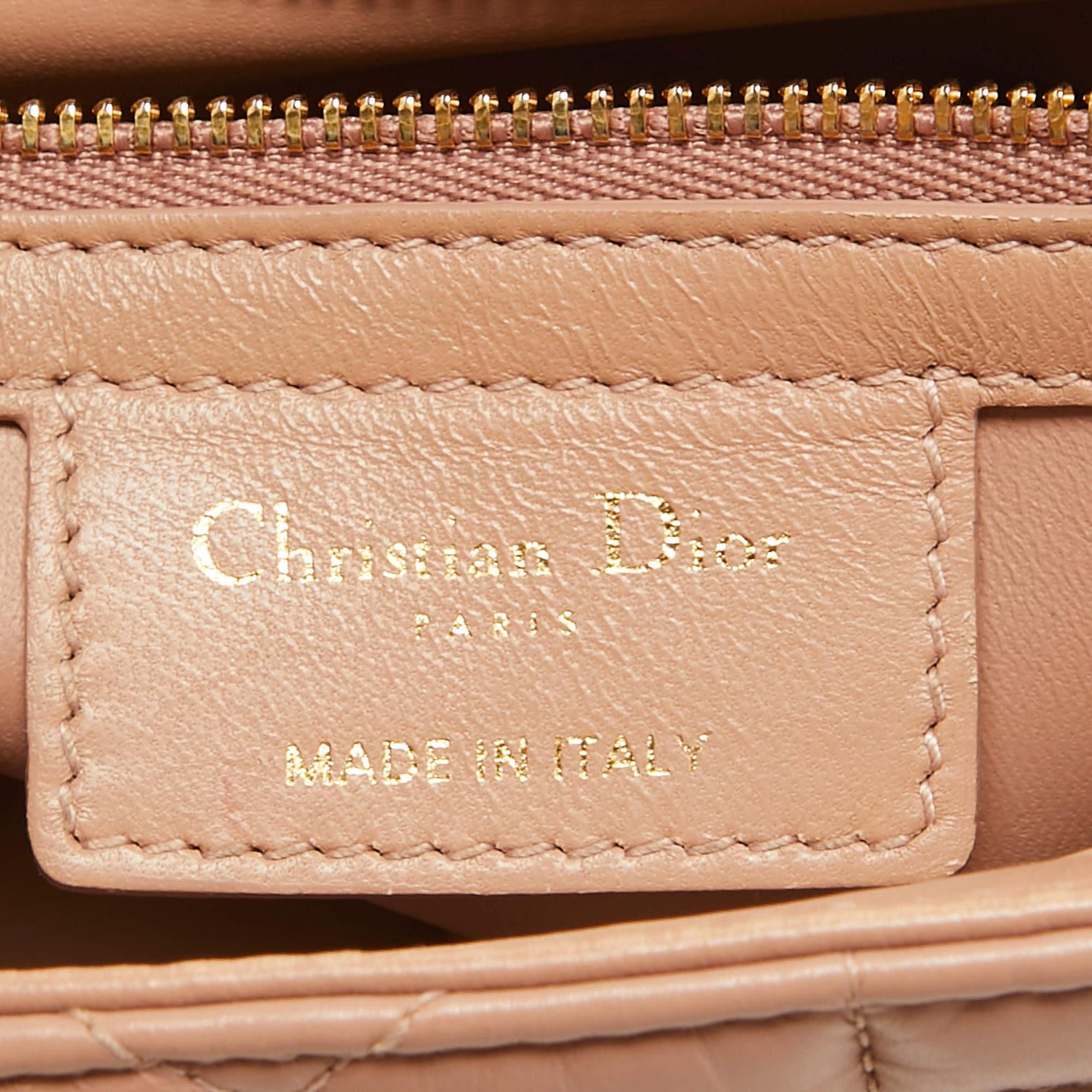 Sac à bandoulière Caro Dior en cuir cannage beige de taille moyenne 2