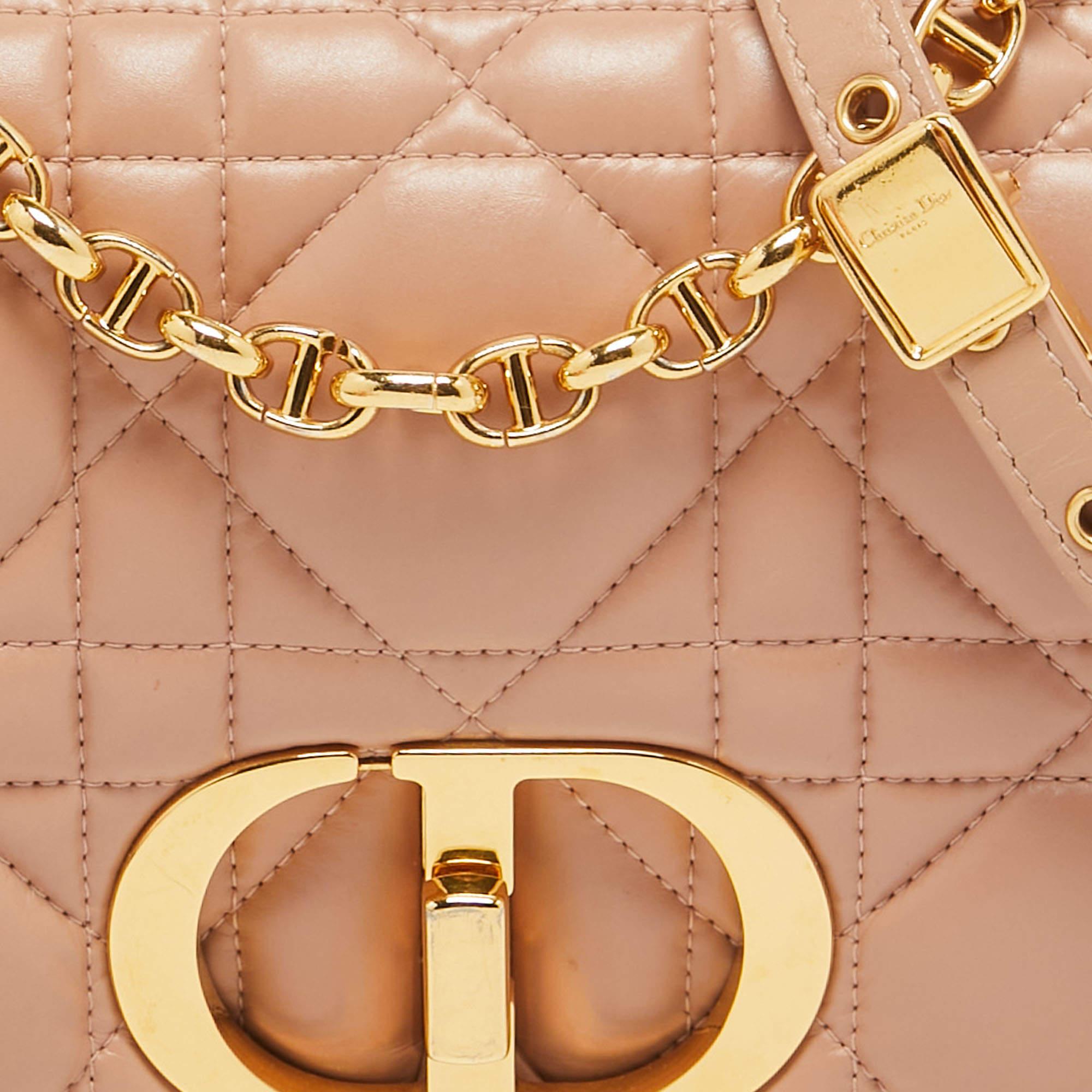 Sac à bandoulière Caro Dior en cuir cannage beige de taille moyenne 4