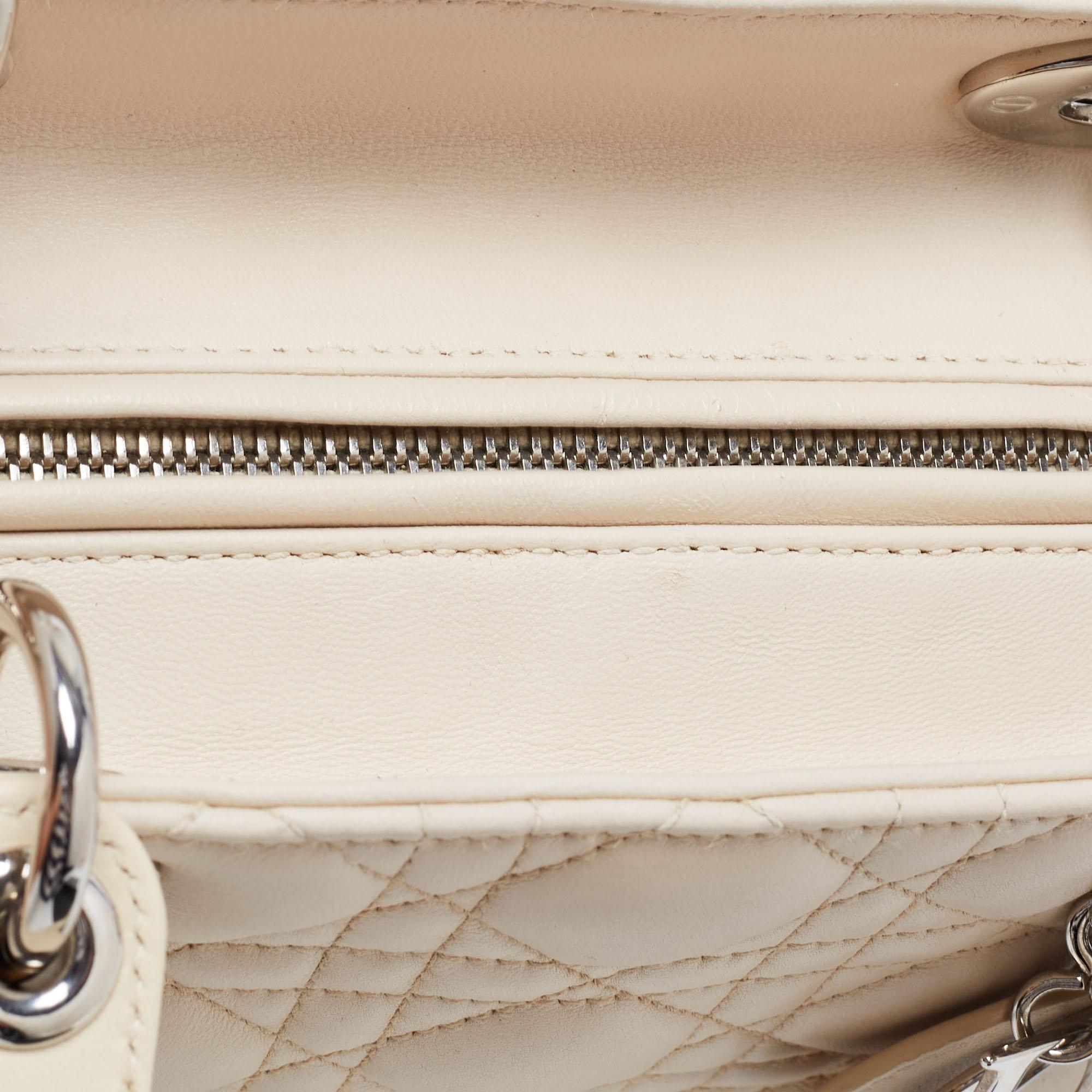 Dior Beige Cannage Leather Medium Lady Dior Tote 6