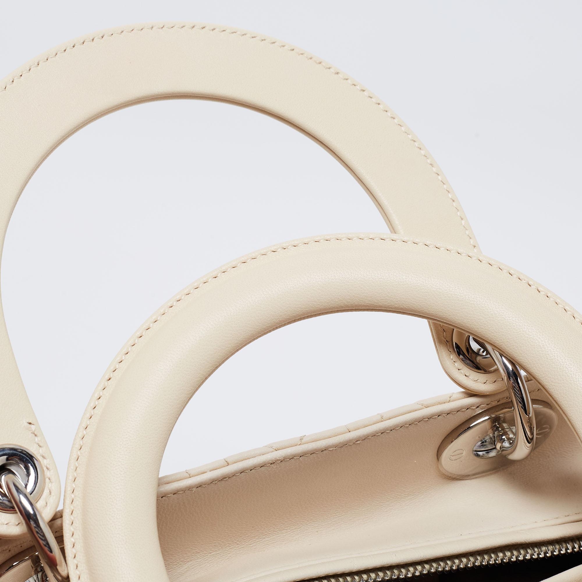Dior Beige Cannage Leather Medium Lady Dior Tote 8