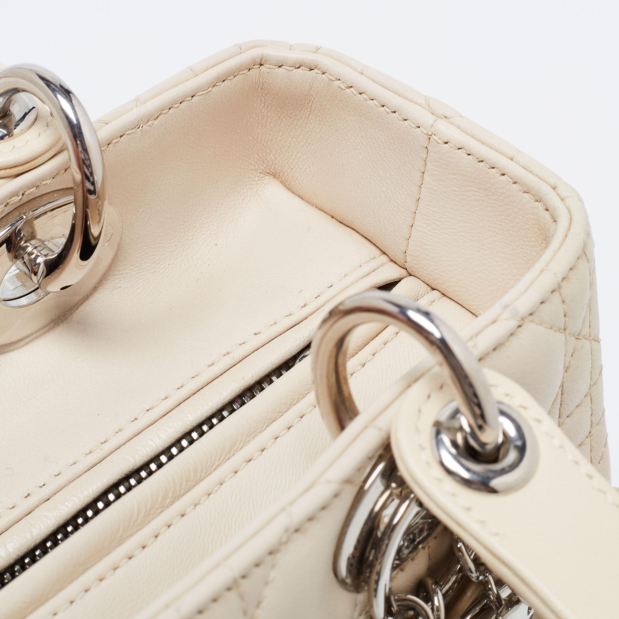 Dior Beige Cannage Leather Medium Lady Dior Tote 10