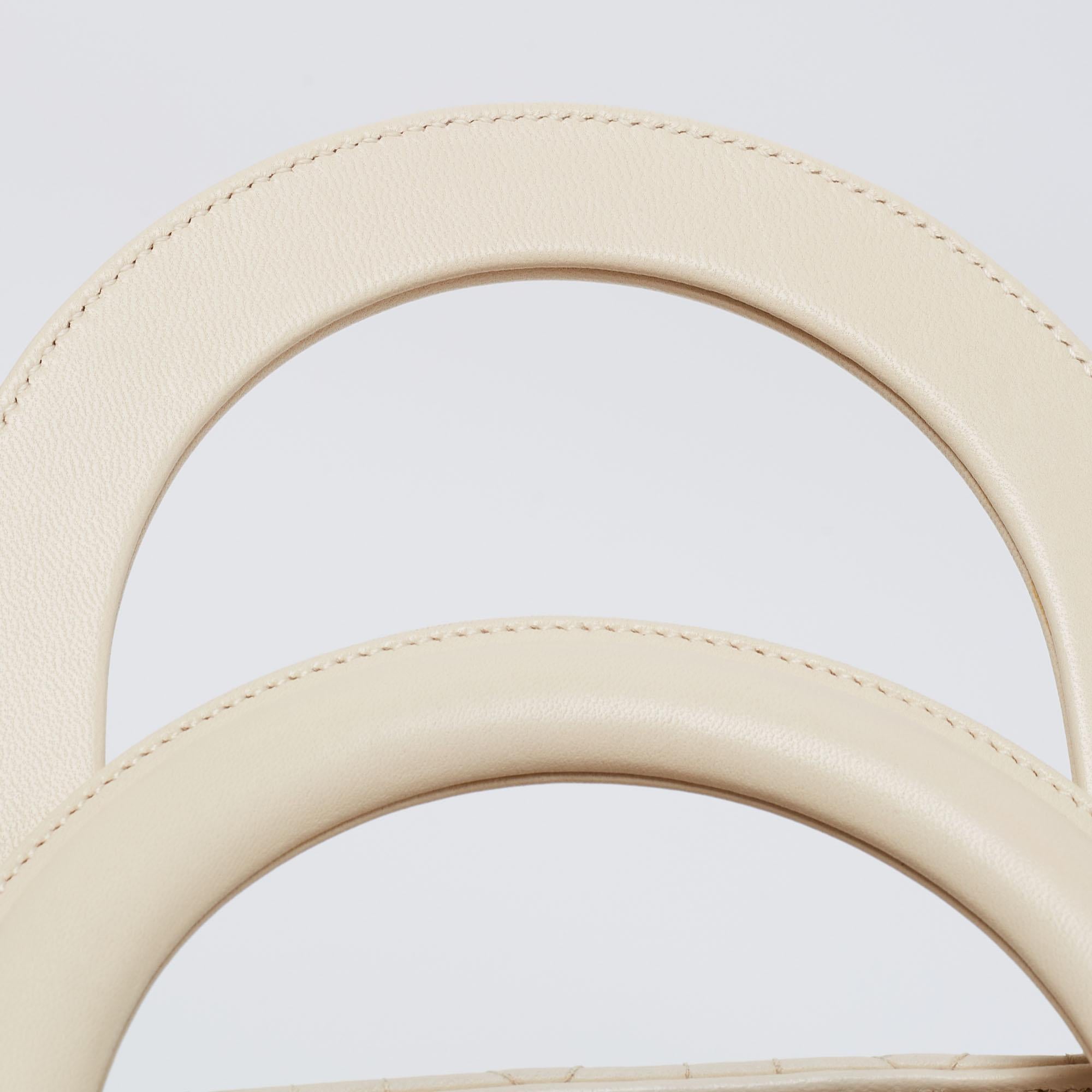 Dior Beige Cannage Leather Medium Lady Dior Tote In Good Condition In Dubai, Al Qouz 2