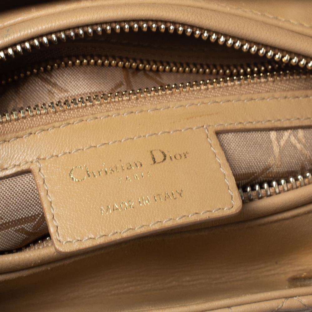 Dior Beige Cannage Leather Medium Lady Dior Tote 2