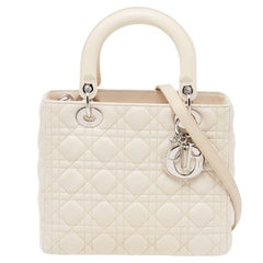 Dior Beige Cannage Leder Medium Lady Dior Tragetasche