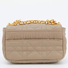 Dior Beige Cannage Leather Micro Caro Crossbody Bag
