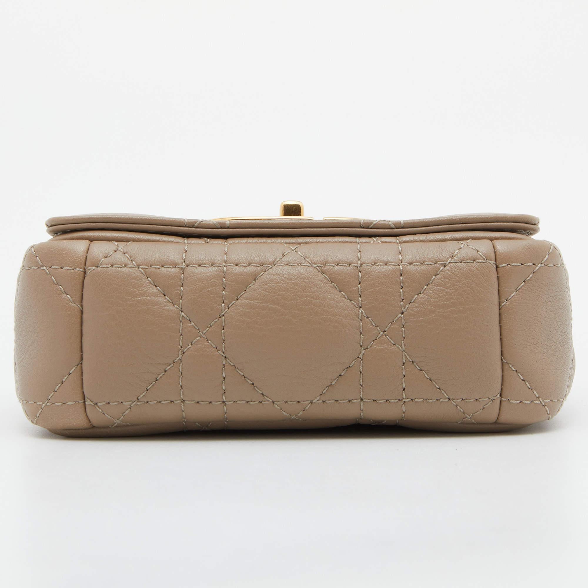 Dior Beige Cannage Leather Micro Caro Crossbody Bag 1