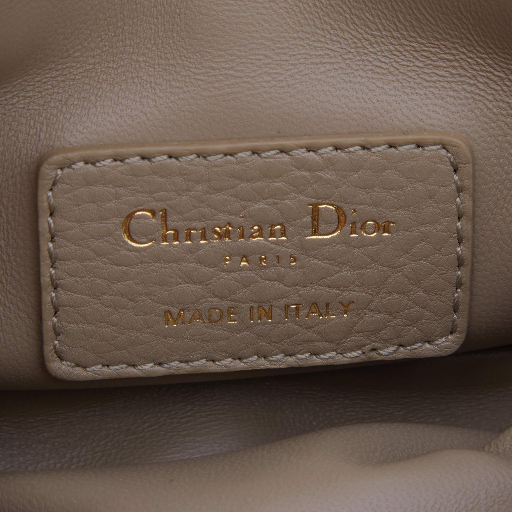 Dior Beige Cannage Leather Micro Caro Crossbody Bag 5