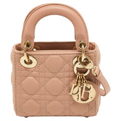 Dior Beige Cannage Leather Micro Lady Dior Tote