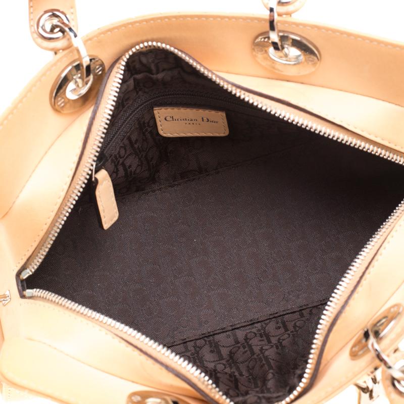 Dior Beige Cannage Leather Mini Lady Dior East West Tote 2
