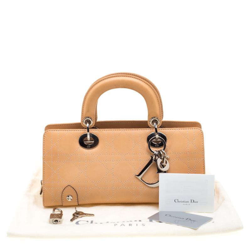 Dior Beige Cannage Leather Mini Lady Dior East West Tote 4