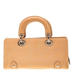 Dior Beige Cannage Leather Mini Lady Dior East West Tote