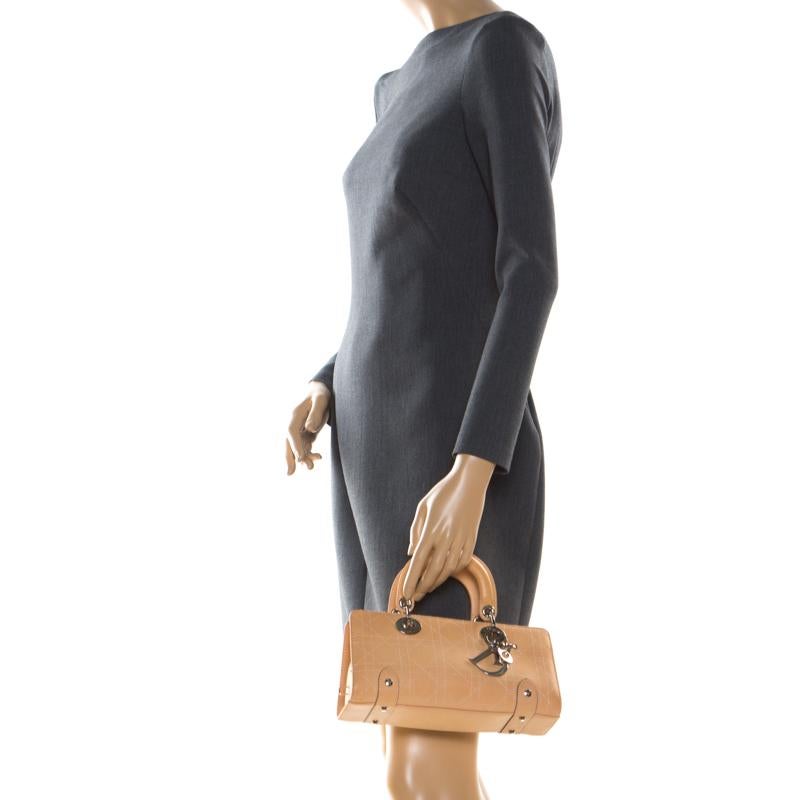 Dior Beige Cannage Leder Mini Lady Dior East West Tote (Orange)