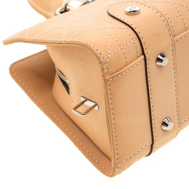 Dior Beige Cannage Leder Mini Lady Dior East West Tote 2