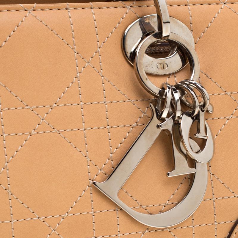 Dior Beige Cannage Leder Mini Lady Dior East West Tote 3