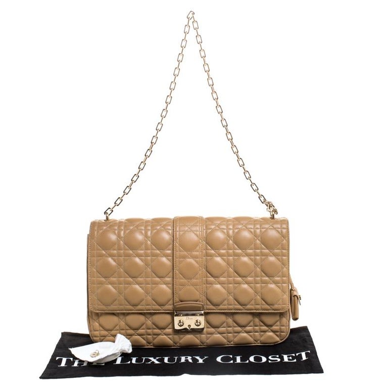 Dior Beige Cannage Leather Miss Dior Chain Shoulder Bag For Sale at 1stDibs