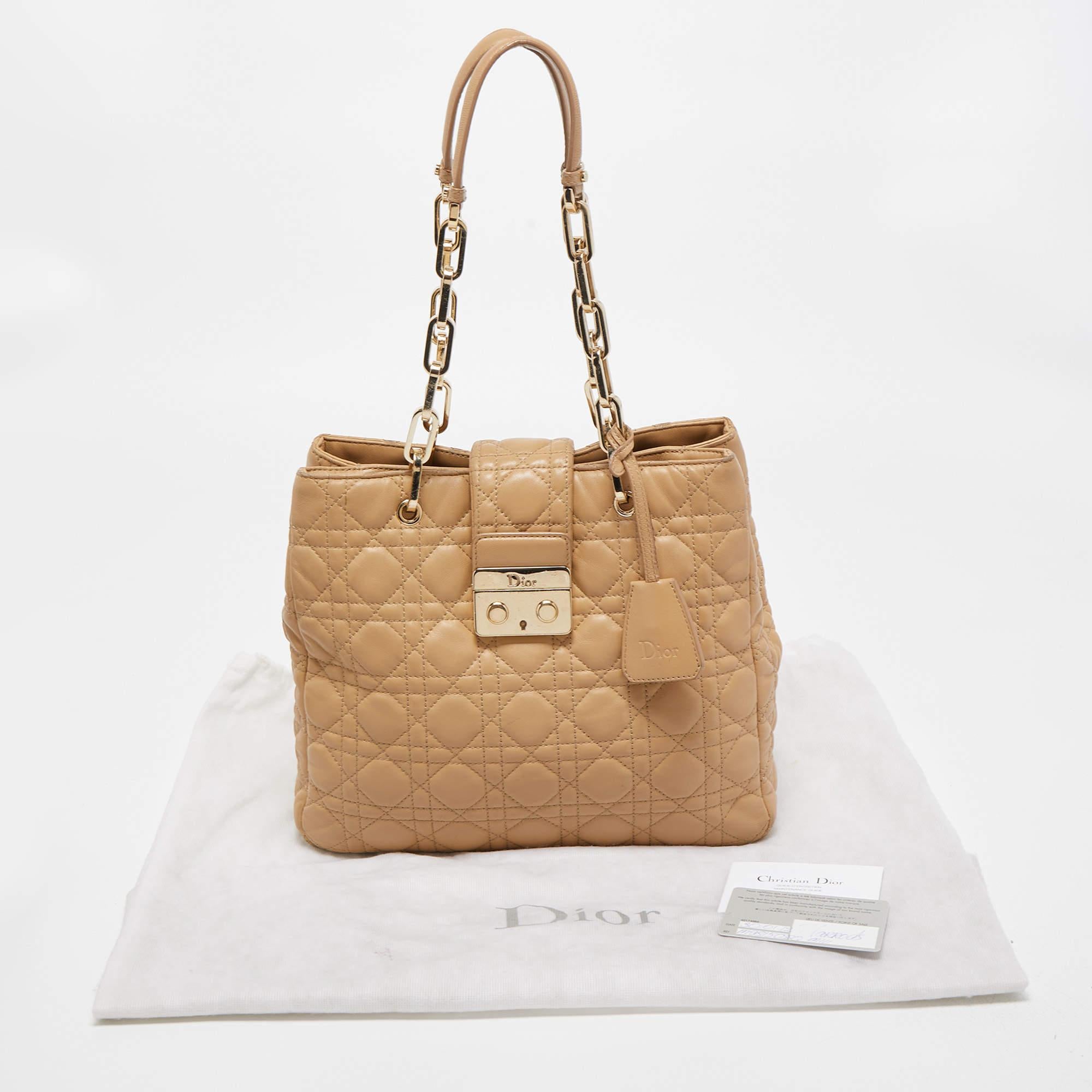 Dior Beige Cannage Leather Miss Dior Chain Tote 2