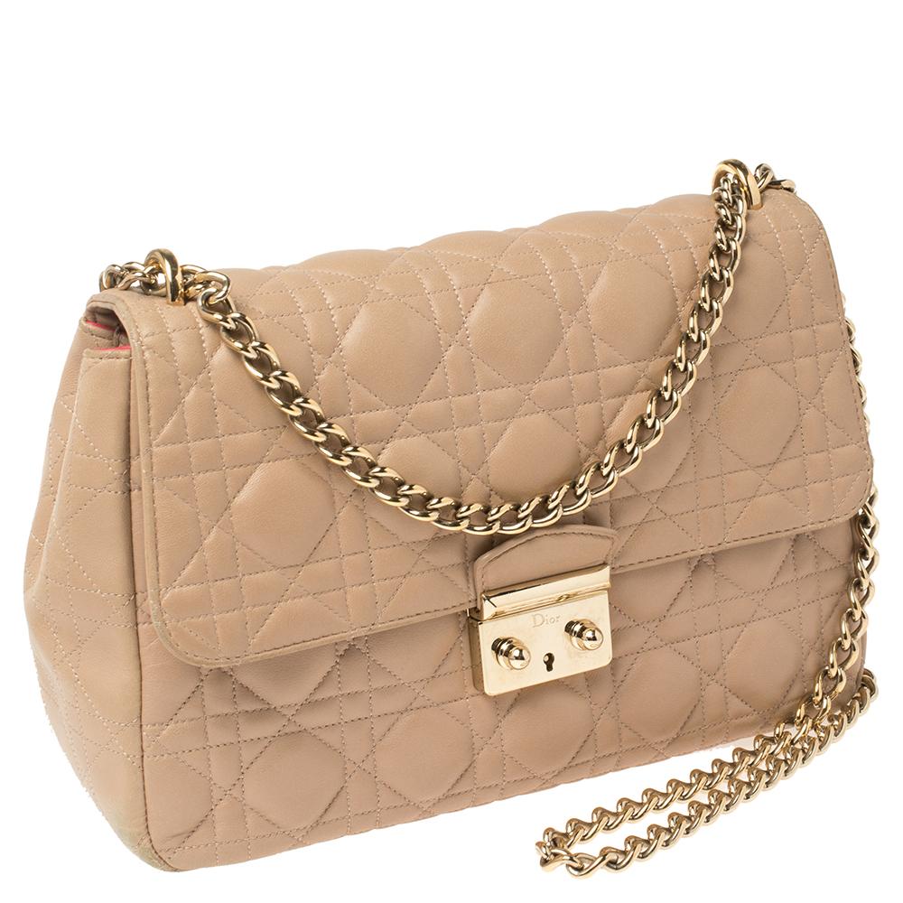 Dior Beige Cannage Leder Miss Dior Medium Klappe Tasche Damen