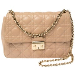 Dior Beige Cannage Leather Miss Dior Medium Flap Bag