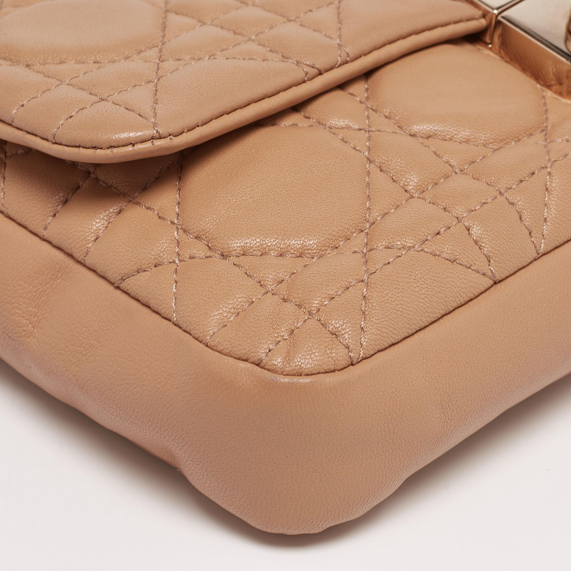 Dior Beige Cannage Leather Miss Dior Promenade Chain Clutch 6