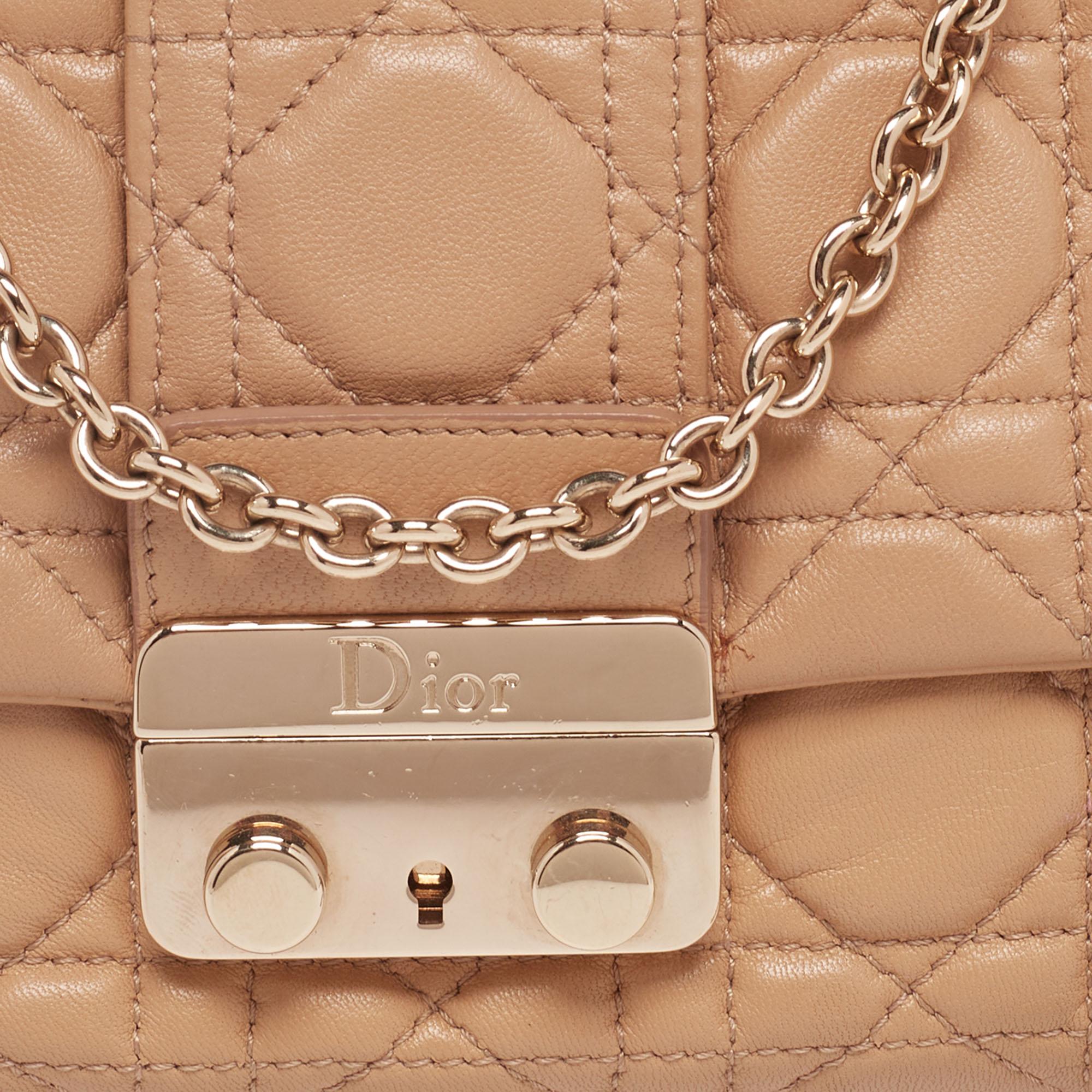 Dior Beige Cannage Leather Miss Dior Promenade Chain Clutch 7