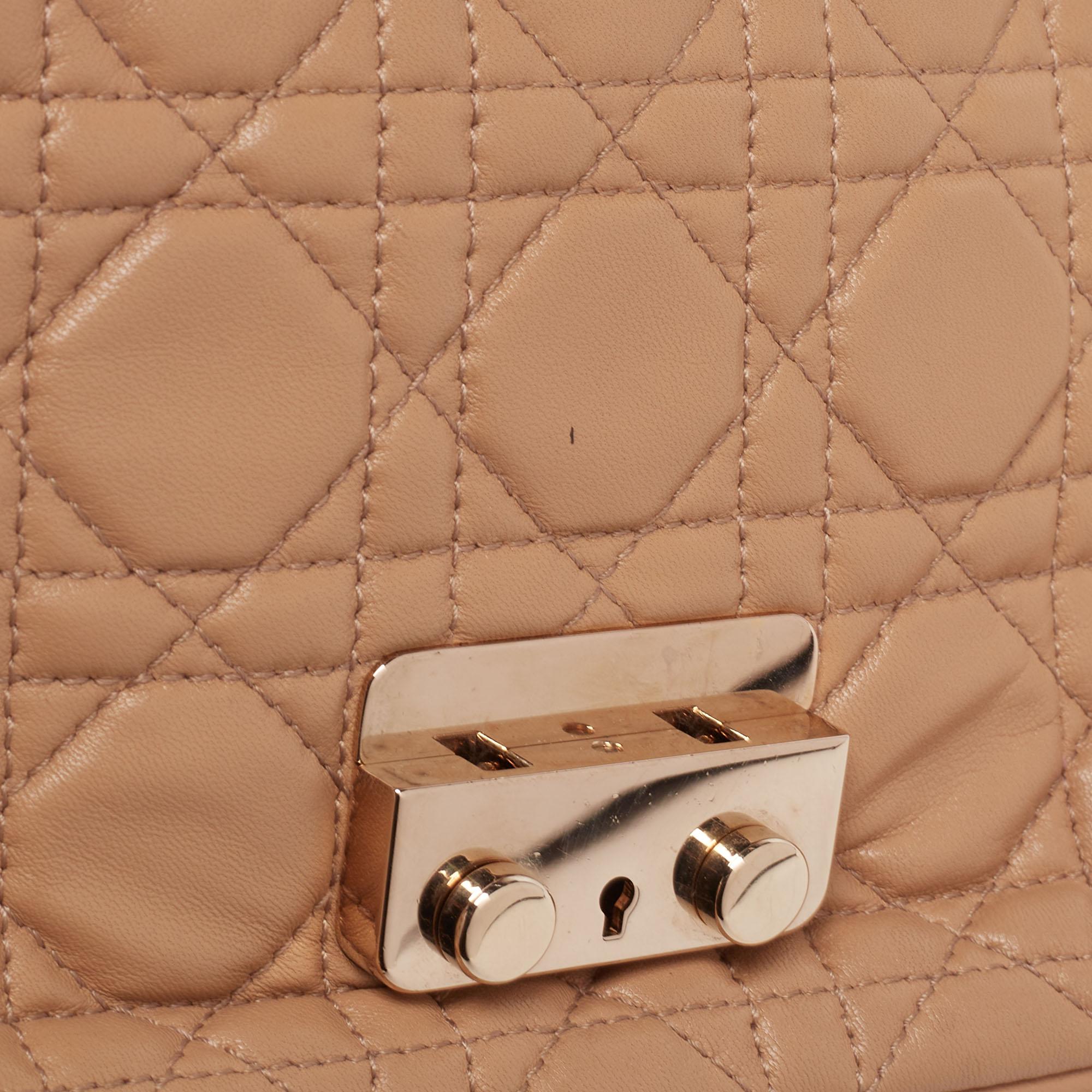 Dior Beige Cannage Leather Miss Dior Promenade Chain Clutch 8