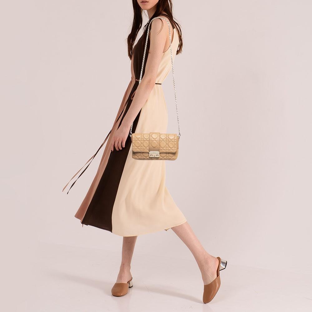 Dior Beige Cannage Leather Miss Dior Promenade Chain Clutch In Good Condition In Dubai, Al Qouz 2