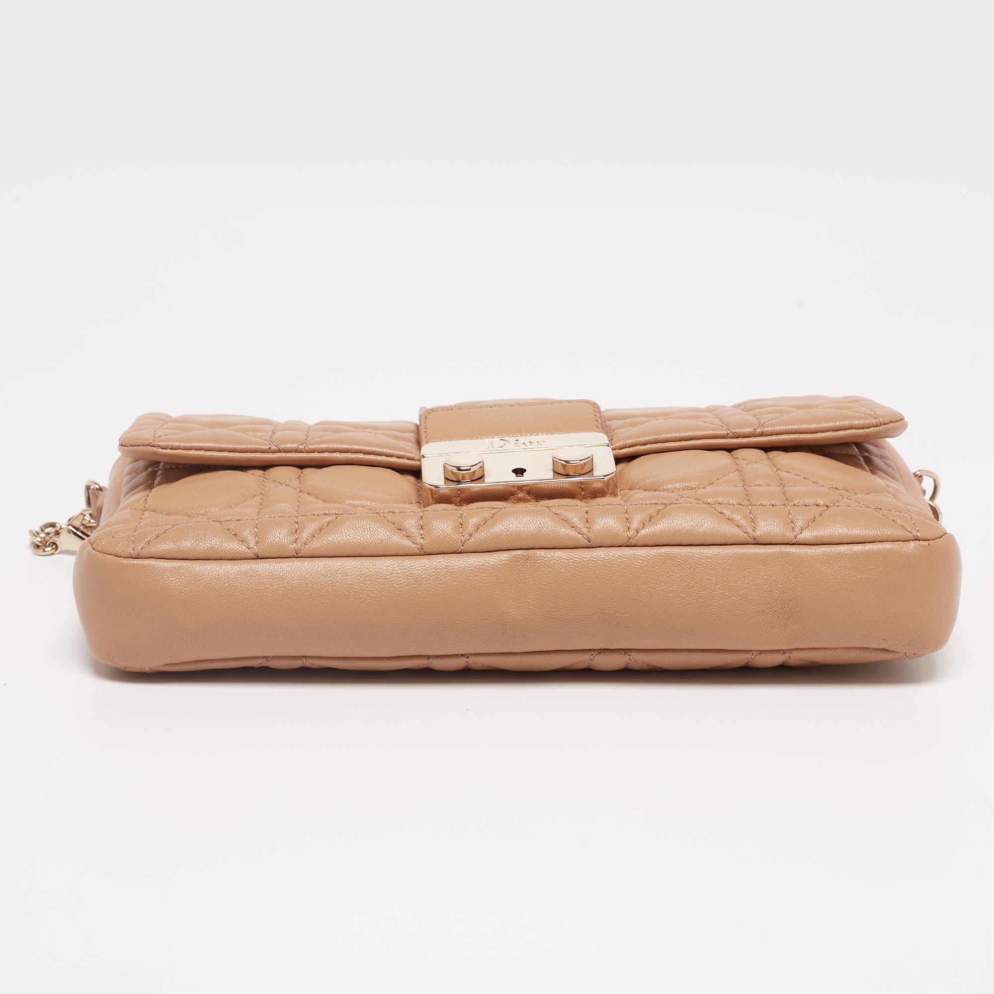Dior Beige Cannage Leather Miss Dior Promenade Chain Clutch 1