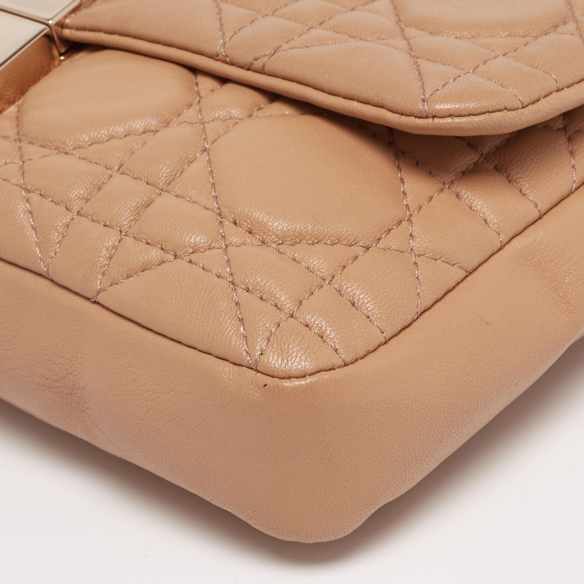 Dior Beige Cannage Leather Miss Dior Promenade Chain Clutch 2